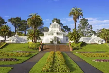 Exterior view of the San Francisco Conservatory of Flowers.